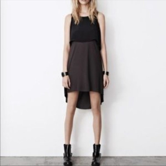 All saints  black gray hi lo dress 2 allsaints - Picture 1 of 8